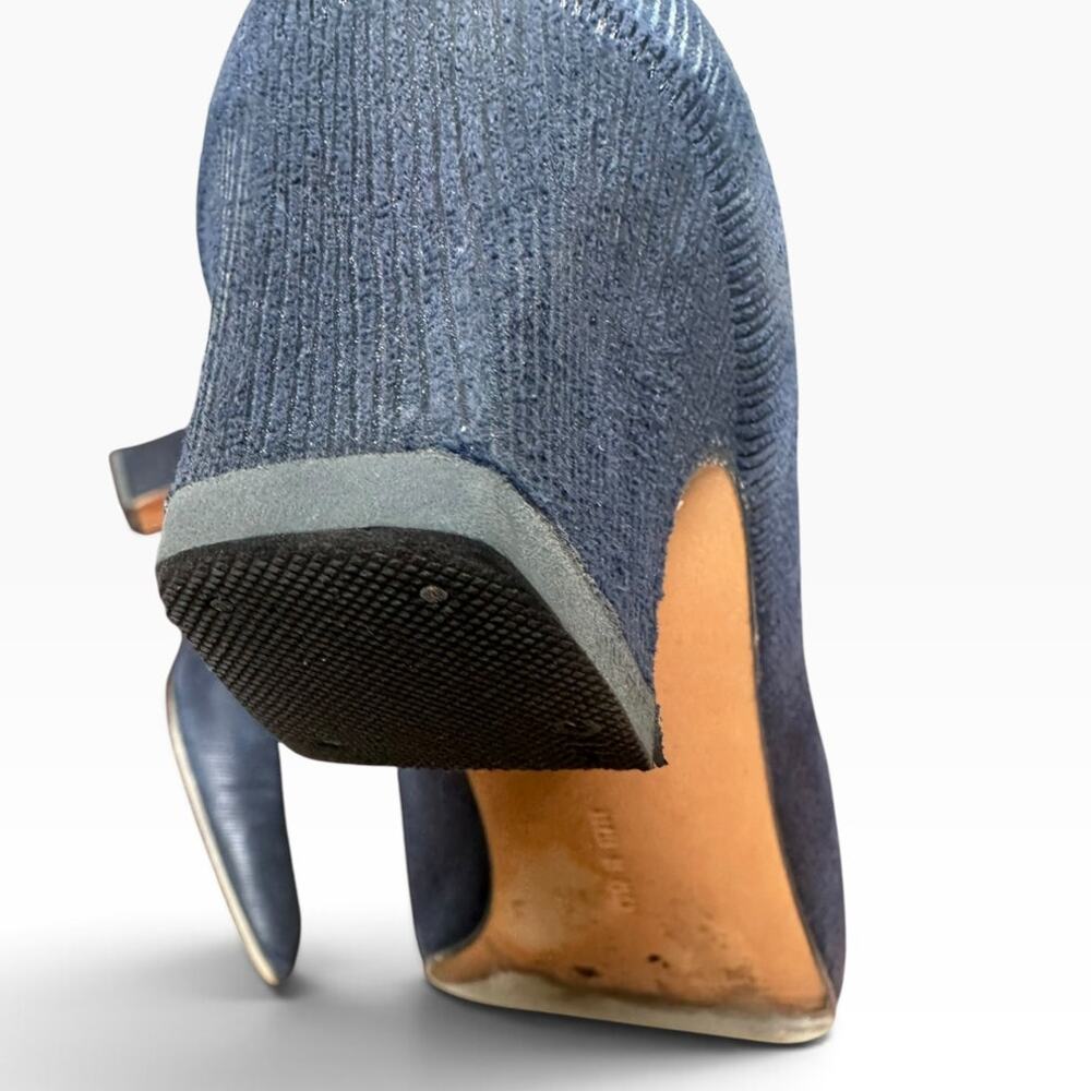 Salvatore Ferragamo Navy Lizard-Embossed Leather Pumps Size 10 AAAA Narrow Italy - Picture 5 of 12